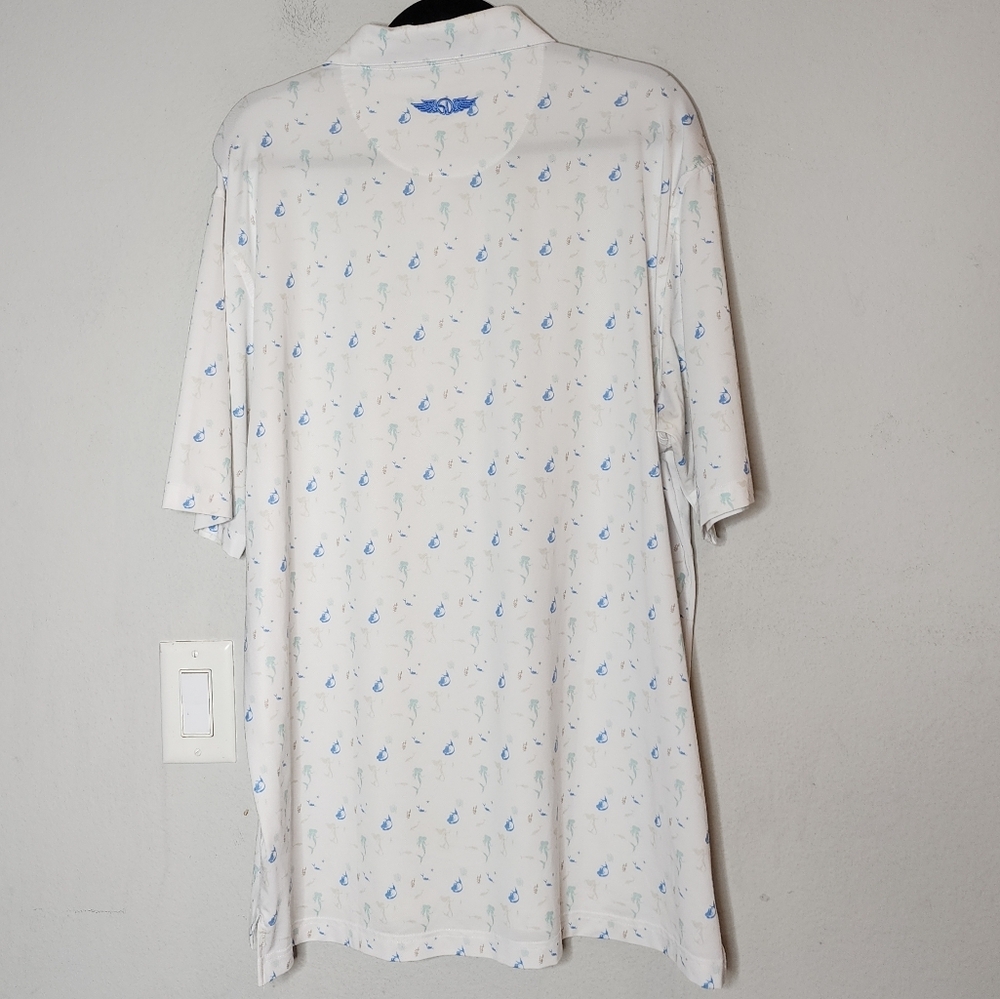Straight Down Mermaid Printed performance golf polo shirt. Size XXL - Picture 8 of 16